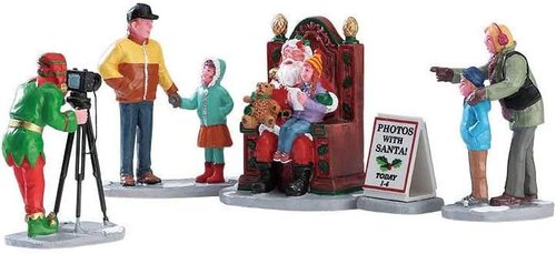 Lemax Christmas Village Santa Photo Set - Festive Decor for Holiday Celebrations | Set of 5
