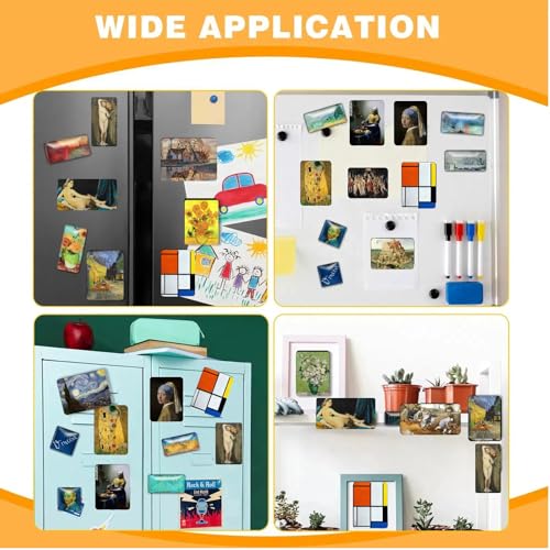 Art Magnets Set - 16 Decorative Fridge Magnets for Home & Office