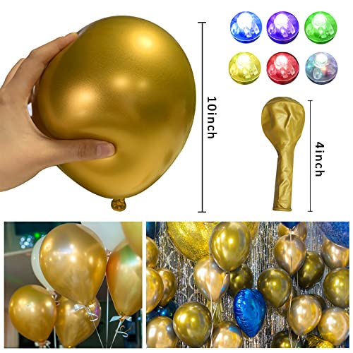 10-Inch Metallic Party Balloons with LED Lights – 20 Pack