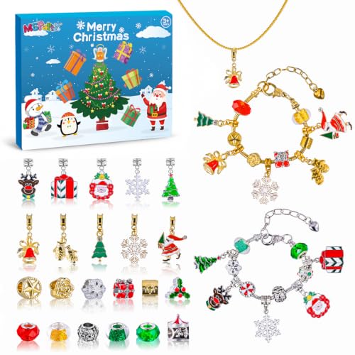 Christmas Advent Calendar Jewelry Kit with Charms and Bracelets for Kids
