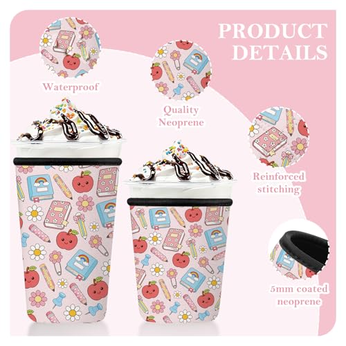 Ronviiz Reusable Insulated Neoprene Cup Sleeves - 3 Pack, Apple Pattern