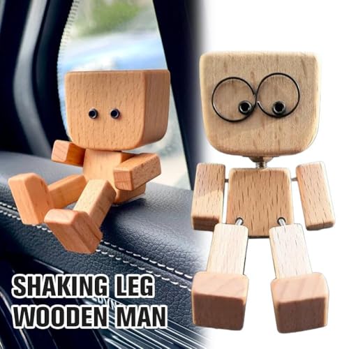 SnapMorph Shaking Wooden Man Figurine - White Doll with 12 Magnetic Faces