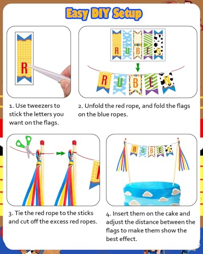 DIY Personalized Toy-Inspired Birthday Cake Topper for Kids - Custom Banner & Decorations