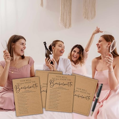 Bachelorette Party Game Cards Rustic Kraft Bridal Shower Activity 25 Pack
