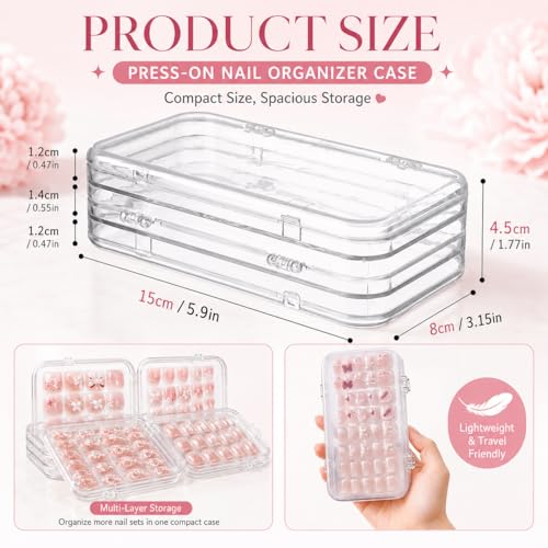 Tri-Fold Nail Organizer Case - Portable Storage for 40+ Press-On Nails