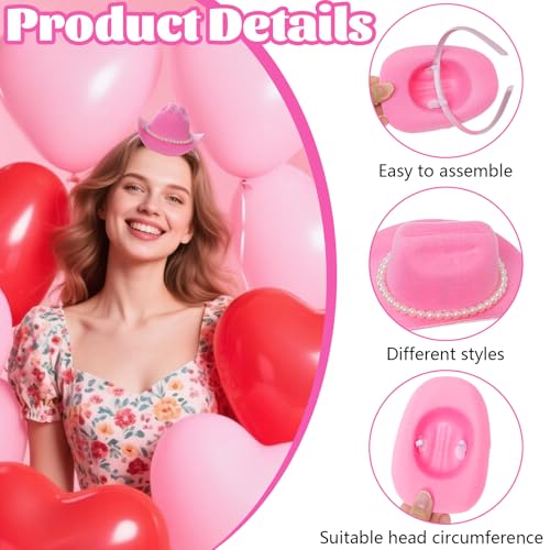 Pink Mini Cowgirl Hat Headband with Bandana Western Costume Set