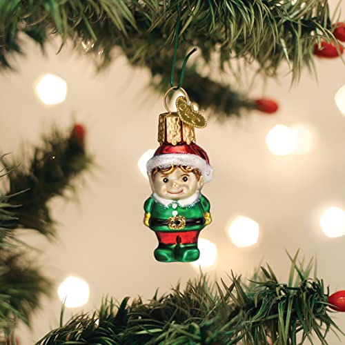 Elf Glass Blown Ornament - Mini Handcrafted Holiday Decoration, Christmas Tree Accessory