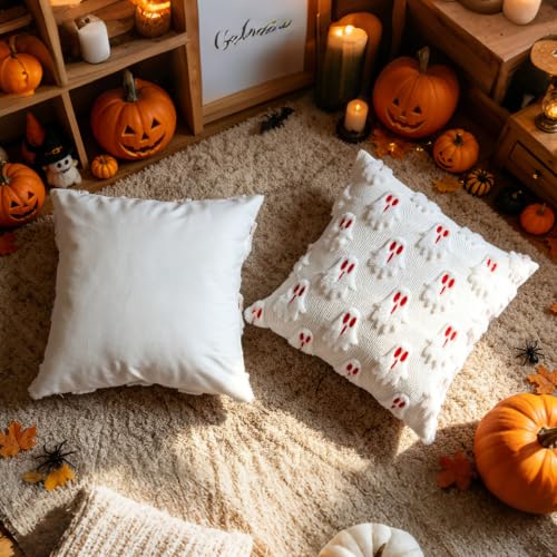 Halloween Ghost Pillow Covers Set of 2 - 18x18 Fall Decor