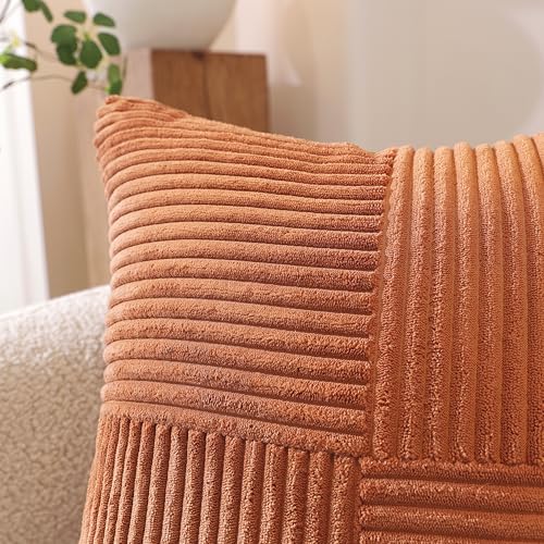 TAOSON Grey Velvet Throw Pillow Covers, 18x18 Inch Square Cushion Cases, Set of 2