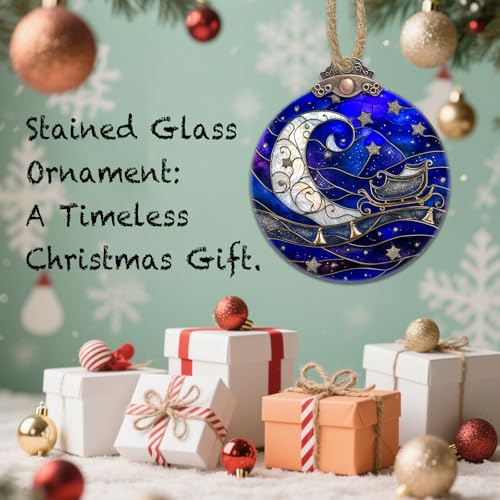 Stained Glass Christmas Star Suncatcher Ornament - 3.1x3.5 IN