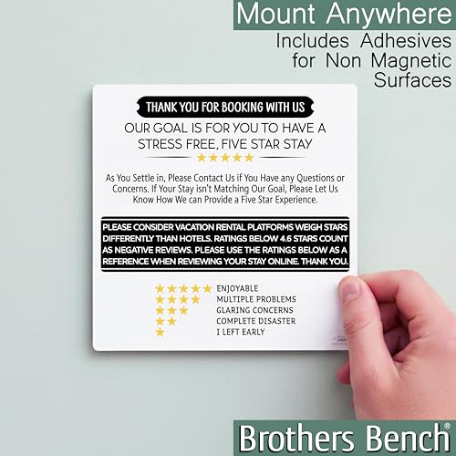 White Airbnb Review Fridge Magnet - 5.5 x 5.5 Inches with Stickers, Hosts & Guests