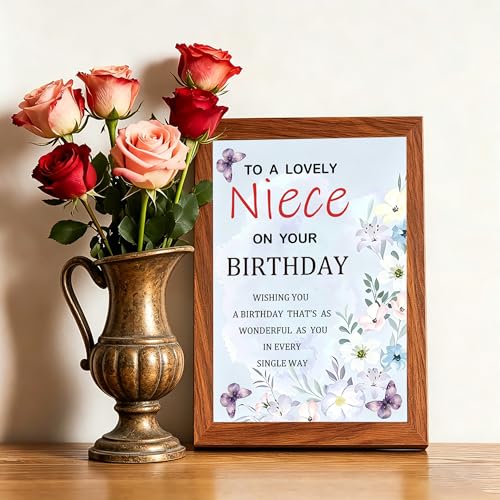 Elegant Watercolor Birthday Card for Niece with Envelope