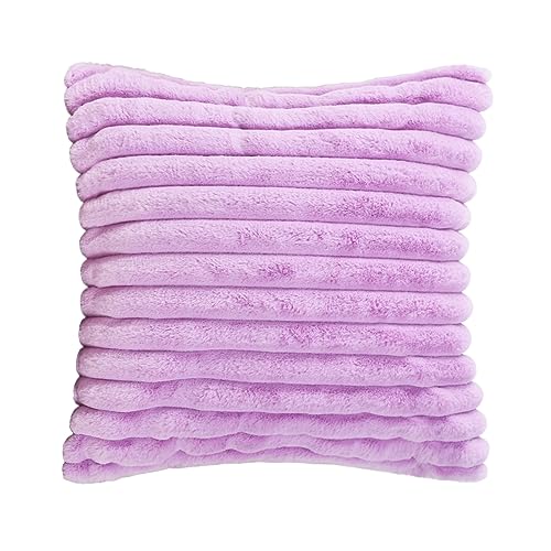 Hodeco Purple 18x18 Inch Faux Fur Throw Pillow Cover Double Sided Plush Cushion