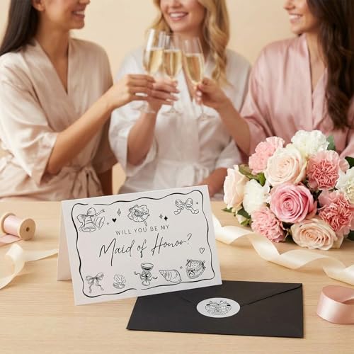 12-Piece Bridesmaid Proposal Card Set with Envelopes & Stickers