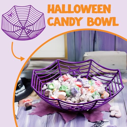 JOYIN 3 Pcs Halloween Candy Bowl Spider Web Trick or Treat Bowl Halloween Decorations Indoor Plastic Candy Dish Party Favors Supplies for Haunted House Table Desk Party Decor