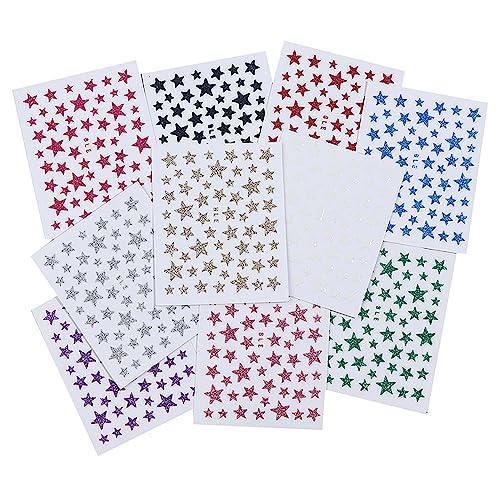 SONGJIE 10 Sheets 3D Star Glitter Nail Stickers Self-Adhesive Decals