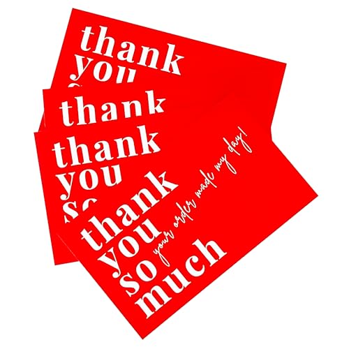 Red Thank You Cards for Small Business - 2x3.5 Inch, Pack of 100