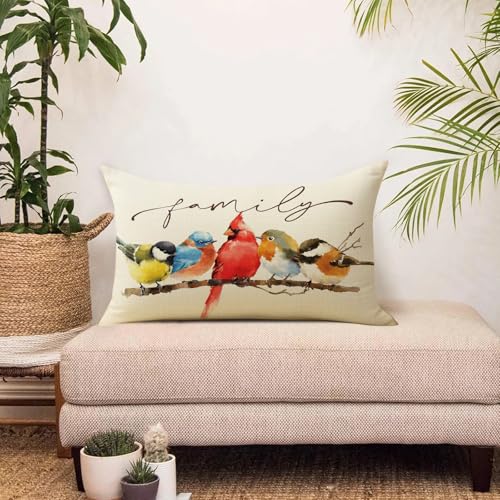 Cardinal Decorative Throw Pillow Cover 12x20 - Cotton Linen