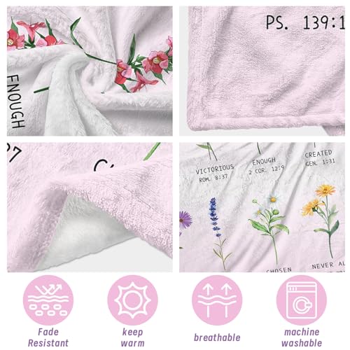 Christian Scripture Throw Blanket, Floral Religious Gift 40" x 60"