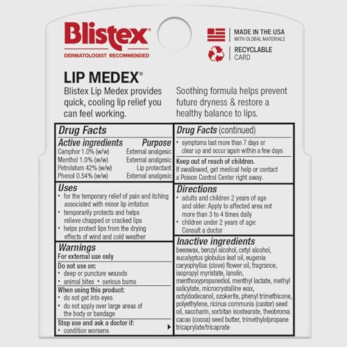 Blistex Lip Medex Medicated Lip Balm - 0.15 oz (3 Count)