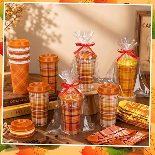 Fall Gift Set with Socks and Coffee Cups - 12 Pairs & 12 Reusable Mugs - Fall Variation