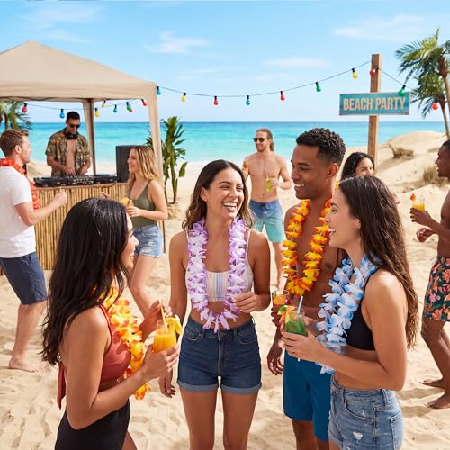 JOYIN 120 Count Hawaiian Leis - Colorful Tropical Flower Party Favors