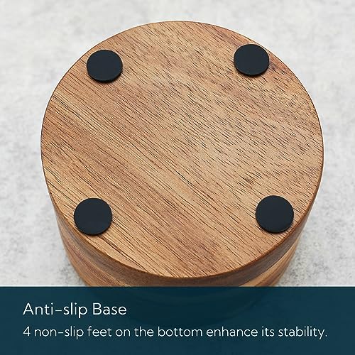 KITCHENDAO Acacia Wood Salt Cellar, 6oz Magnetic Swivel Lid Spice Box