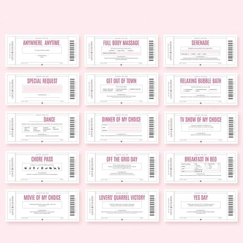 Romantic Love Coupons Gift Set - 15 Unique Cards for Any Occasion