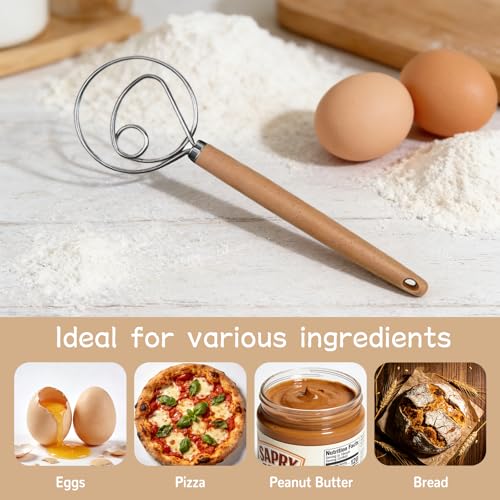 IVICOO Stainless Steel Dough Whisk with Ergonomic Handle