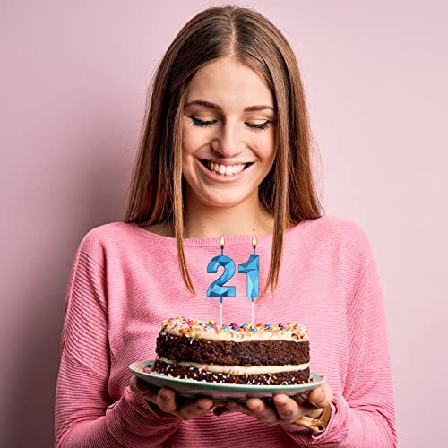 Blue 3D Number Birthday Candles - 16 & 61 Shaped Decoration