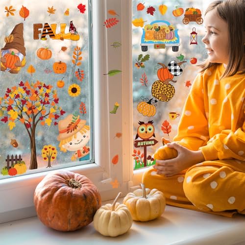 Autumn Window Clings - 83 PCS Double-Sided Fall Stickers