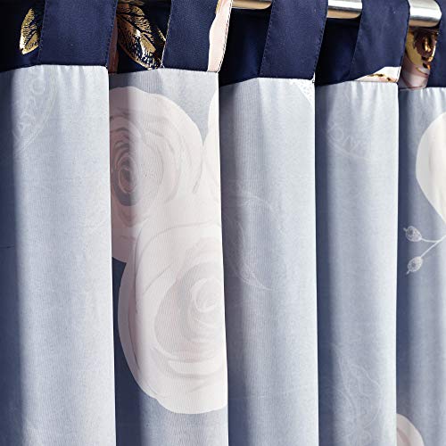 Lush Decor Vintage Paris Rose Butterfly Script Light Filtering Window Curtain Panels Pair 52" W x 84" L Navy - Kids Curtains - Kids Bedroom Decor