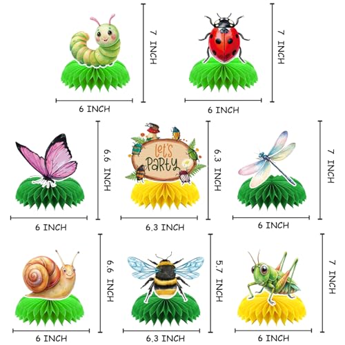 Bug Honeycomb Centerpieces - 8-Piece Insect Themed Party Decorations