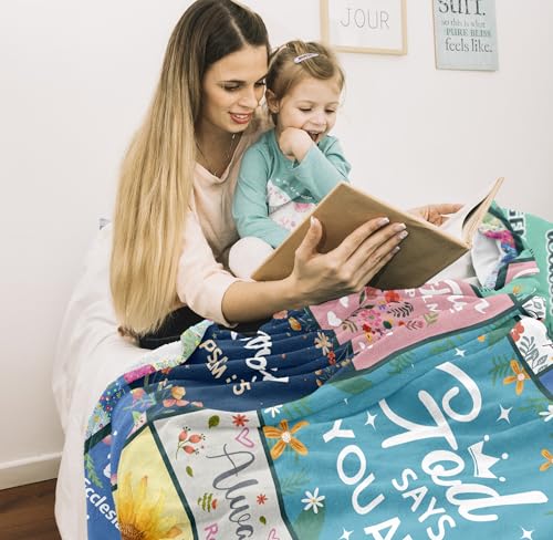 Christian Gifts for Women Blue Blanket 60x50in Inspirational Religious Decor