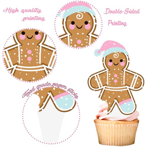 Christmas Gingerbread Man Cupcake Toppers & Cake Decorations - 48 Pcs