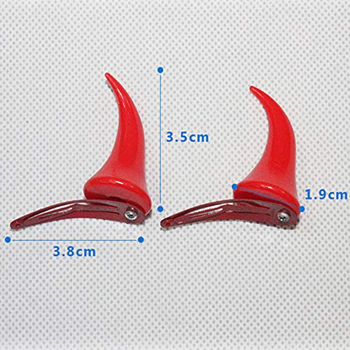 Devil Horns Hair Clips Red Barrettes for Halloween Costumes 1 Pair