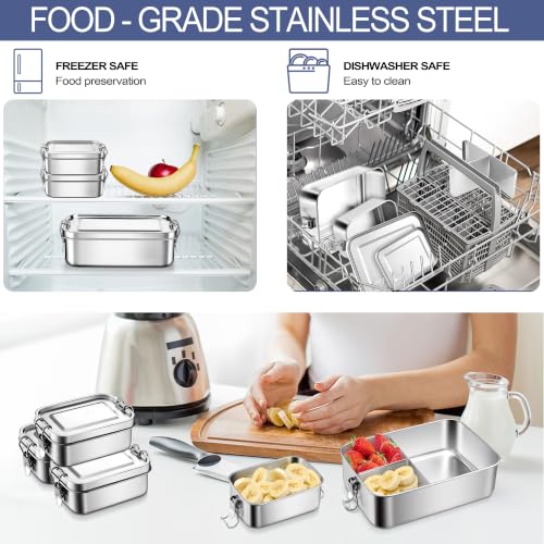 E-far Stainless Steel Bento Box, 550ml Leak-Proof Lunch Container
