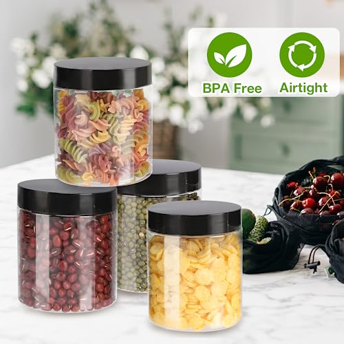 8 oz Clear Plastic Jars with Lids - 6 Pack Leakproof Storage Containers