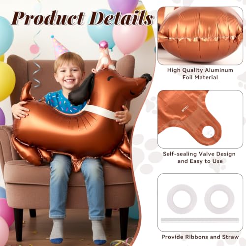Dachshund Dog Birthday Balloons - 8 Pcs Foil Party Decor