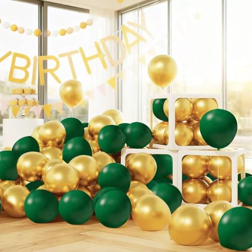 Green and Gold Balloons Set - 67 Count 10 Inch Latex for Events