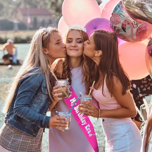 Casoty Birthday Sash and Crown Set for Women & Girls