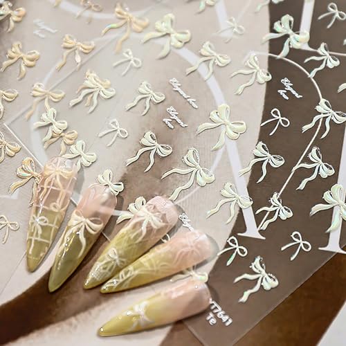 KETINIQUE White Bow Nail Stickers & Jelly Decals for Gel Nails