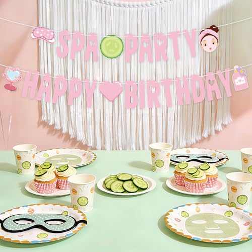 Pink Spa Birthday Banner - Spa Party Decorations for Girls