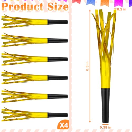 24 Gold Party Blowers - Metallic Noisemakers for Birthdays & Events