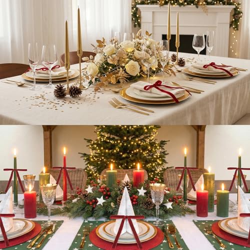 Christmas Velvet Ribbon Bows 5x7 Inch Set of 12 Red Holiday Decorations
