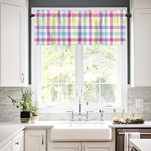 Savannan Easter Buffalo Check Valance - Colorful Plaid 54x18