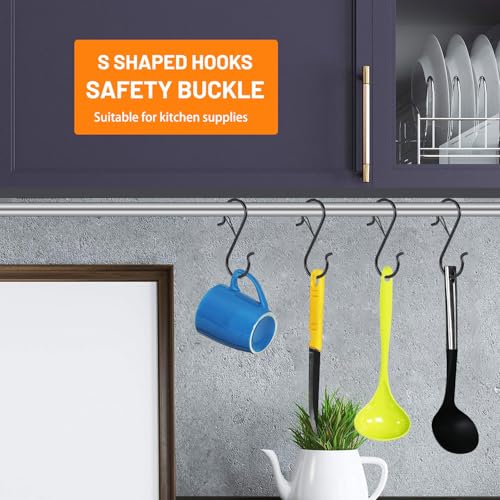 20 Heavy Duty S Hooks with Safety Buckle for Kitchen & Garden