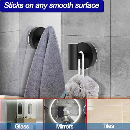Bntuk Suction Cup Hooks - Waterproof & Rustproof Black (2 Pack)