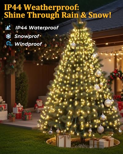Warm White 400 LED Christmas Tree Lights with 8 Modes & Timer - Outdoor Holiday Decor