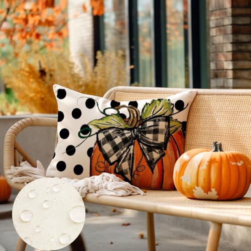 RABUSOFA Fall Pumpkin Outdoor Pillow Cover, Waterproof 12x20 Inch Orange
